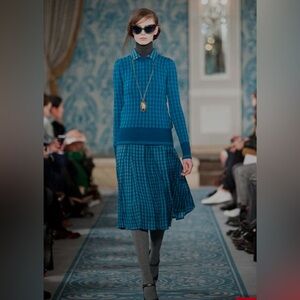 NWT Tory Burch KIM dress.  Straight off the runway! $695 Color Deep Sea.Size 14